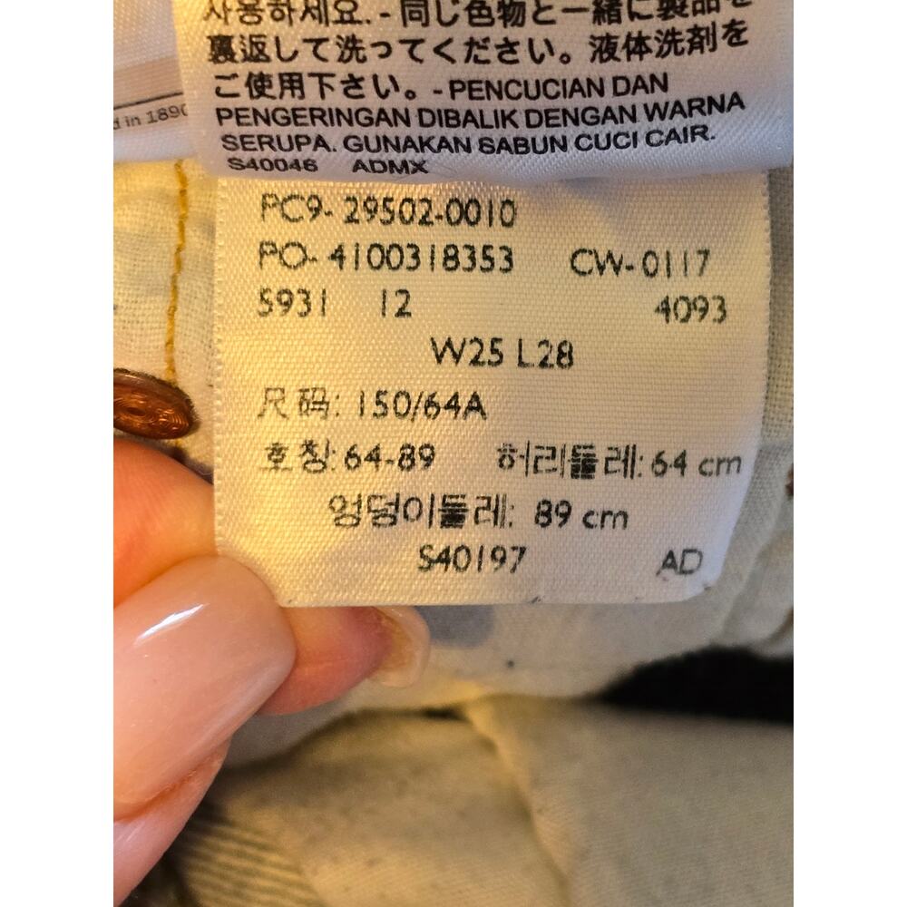Levis 501 Selvedge Jeans White Oak Cone Denim Womens 25 Blue Distressed Skinny - Picture 7 of 16